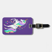 Étiquette À Bagage Plutôt Rearing Rainbow Unicorn Falling Stars (Devant horizontal)