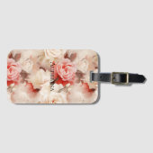 Étiquette À Bagage Plutôt Rose Crème Blush Floral (Devant Horizontal)