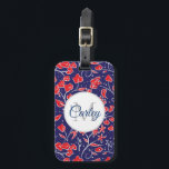 Étiquette À Bagage Plutôt Vibrant Rouge bleu floral Personnalisé<br><div class="desc">Joli motif floral moderne avec personnalisation élégante.</div>