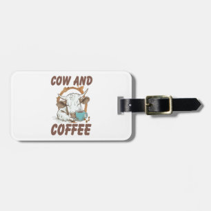Étiquette À Bagage Png de vache et de café, Fille occidentale drôle