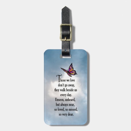 Étiquette À Bagage Poème "ainsi aimé" de papillon (Devant Vertical)