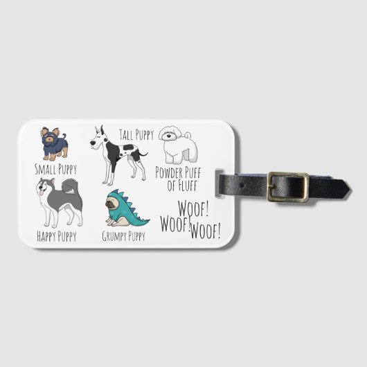 Étiquette À Bagage Poème Sympa Illustré Chiens De Chien De Chien (Devant Horizontal)