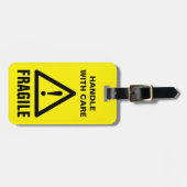 Étiquette À Bagage Poignée fragile avec précaution symbole de prudenc (Devant horizontal)