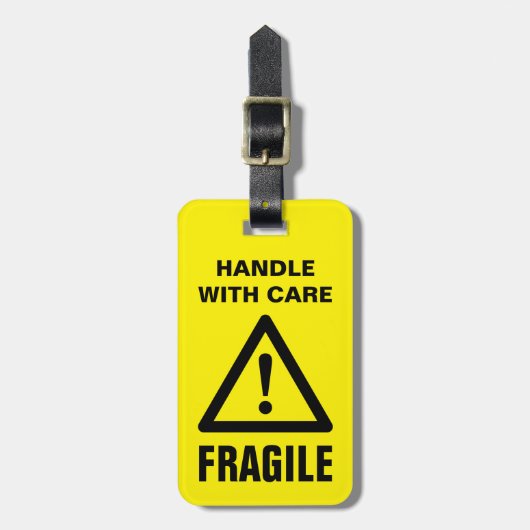 Étiquette À Bagage Poignée fragile avec précaution symbole de prudenc (Devant Vertical)