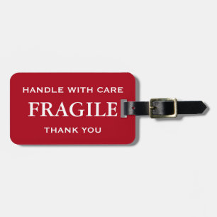 Étiquette À Bagage Poignée fragile rouge foncé avec Merci de soin