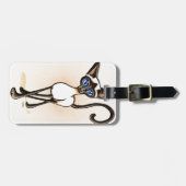 Étiquette À Bagage Point de croisée de Siamese Off-Leash Art™ (Devant horizontal)