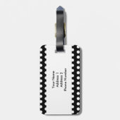 Étiquette À Bagage Point de polka blanc noir (Dos Vertical)