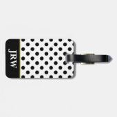 Étiquette À Bagage Point de polka noir et blanc décoré d'un (Dos horizontal)
