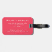 Étiquette À Bagage Point Polka blanc rouge personnalisable (Dos horizontal)