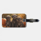 Étiquette À Bagage Pointeur à poils durs Griffon Puppy Automne (Dos horizontal)