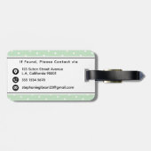 Étiquette À Bagage Points Blancs Motif avec Monogramme Noir Vert (Dos horizontal)