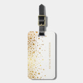Étiquette À Bagage Points Confetti Faux Gold Foil Personnalisés (Devant Vertical)