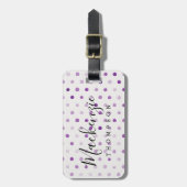 Étiquette À Bagage Points d'aquarelle violet Monogramme (Devant Vertical)
