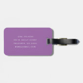 Étiquette À Bagage Points d'aquarelle violet Monogramme (Dos horizontal)