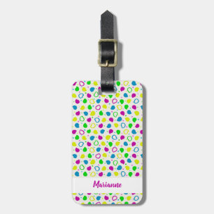 Étiquette À Bagage Points de néon colorés et formes motif rétro