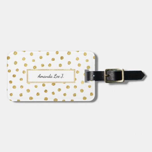 Étiquette À Bagage Points de parties scintillant or (Devant horizontal)