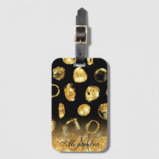 Étiquette À Bagage Points de pinceau d'or (Devant Vertical)