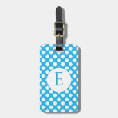 Étiquette À Bagage Points de polka de monogramme bleu Couleurs vives (Devant Vertical)