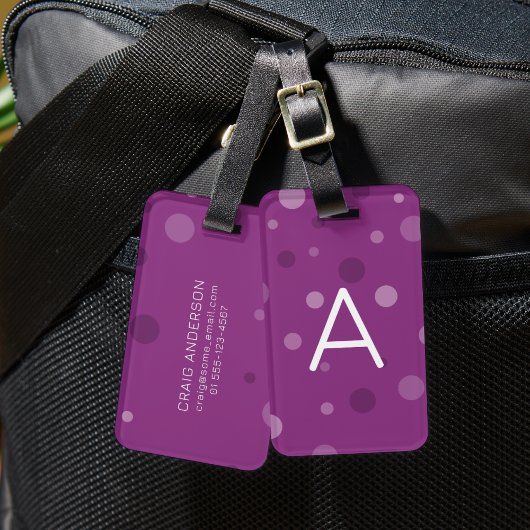 Étiquette À Bagage Points de pop pourpre de framboise