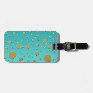 Étiquette À Bagage Points dorés modernes sur fond turquoise