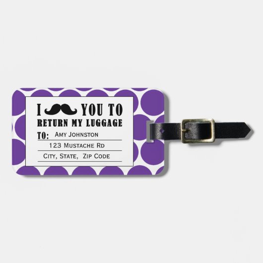 ÉTIQUETTE À BAGAGE POINTS DRÔLES DE POURPRE DE L'ÉTIQUETTE %PIPE% DE (Devant horizontal)