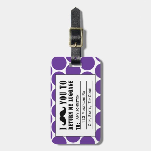 ÉTIQUETTE À BAGAGE POINTS DRÔLES DE POURPRE DE L'ÉTIQUETTE %PIPE% DE (Devant Vertical)