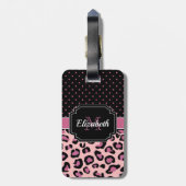 Étiquette À Bagage Points et Empreintes de léopard (Dos Vertical)