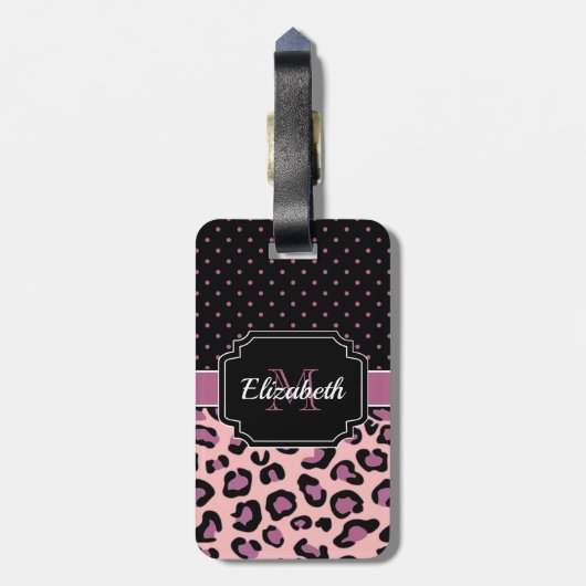 Étiquette À Bagage Points et Empreintes de léopard (Dos Vertical)