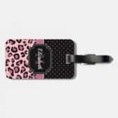 Étiquette À Bagage Points et Empreintes de léopard (Dos horizontal)