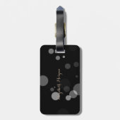 Étiquette À Bagage Points Gris Sur Arrière - plan Noir, Chat, Bonjour (Dos Vertical)