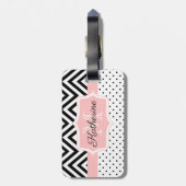 Étiquette À Bagage Points mignons et Chevron (Dos Vertical)