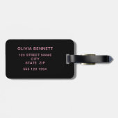 Étiquette À Bagage Points modernes rose noir (Dos horizontal)