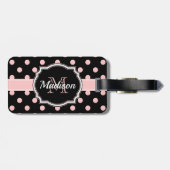 Étiquette À Bagage Points noirs et roses (Dos horizontal)