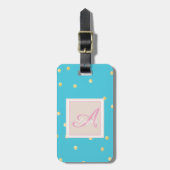 Étiquette À Bagage Points Or Girly Monogramme Personnalisé (Devant Vertical)