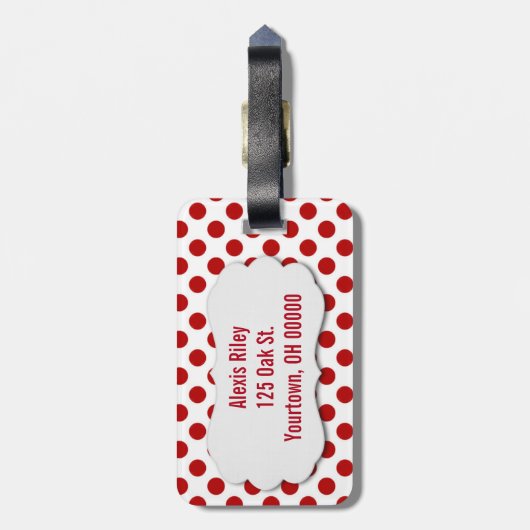 Étiquette À Bagage Points polka rouge (Dos Vertical)