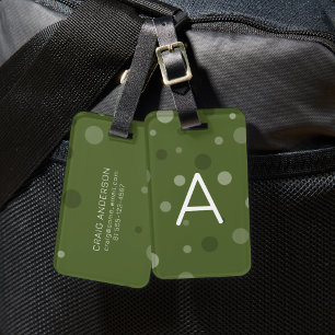 Étiquette À Bagage Points Pop Vert Olive foncé