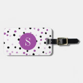 Étiquette À Bagage Points pourpres et noirs de monogramme (Devant horizontal)