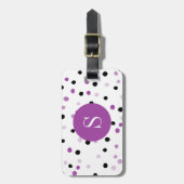 Étiquette À Bagage Points pourpres et noirs de monogramme (Devant Vertical)