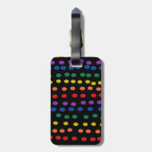 Étiquette À Bagage Points Rainbow Candy sur noir (Dos Vertical)