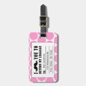 ÉTIQUETTE À BAGAGE POINTS ROSES DRÔLES DE L'ÉTIQUETTE %PIPE% DE (Devant Vertical)