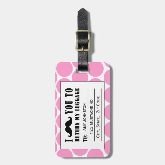 ÉTIQUETTE À BAGAGE POINTS ROSES DRÔLES DE L'ÉTIQUETTE %PIPE% DE (Devant Vertical)