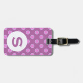 Étiquette À Bagage Points roses monogrammes (Devant horizontal)
