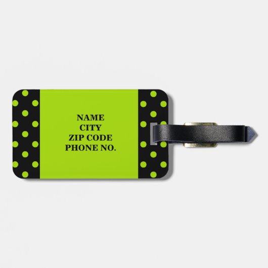 ÉTIQUETTE À BAGAGE POINTS VERTS CHICS DE L'ÉTIQUETTE 42 DE (Dos horizontal)