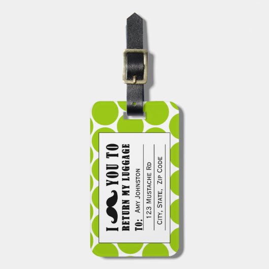 ÉTIQUETTE À BAGAGE POINTS VERTS DRÔLES DE L'ÉTIQUETTE %PIPE% DE (Devant Vertical)
