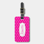 Étiquette À Bagage Pois de fleurs rose vif nommé étiquette de bagage (Devant Vertical)
