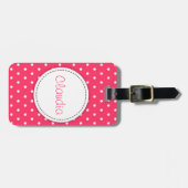 Étiquette À Bagage Pois de fleurs roses nommé étiquette de bagages (Devant horizontal)