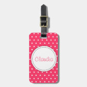 Étiquette À Bagage Pois de fleurs roses nommé étiquette de bagages (Devant Vertical)