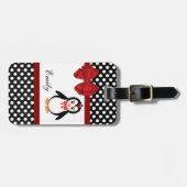 Étiquette À Bagage Pois de pingouin chic et mignon (Devant horizontal)
