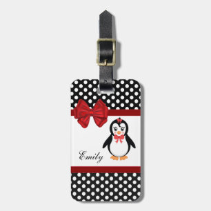 Étiquette À Bagage Pois de pingouin chic et mignon