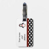 Étiquette À Bagage Pois de pingouin chic et mignon (Dos Vertical)